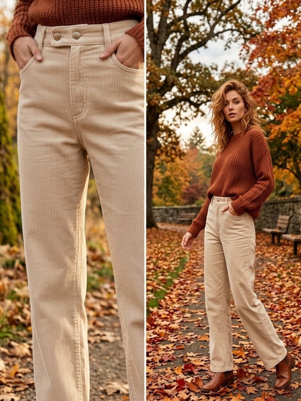 ✨ Princess Polly Uptown Beige Corduroy Straight Leg Pants ✨